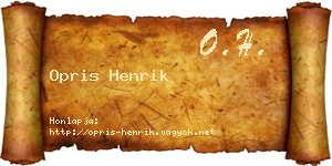 Opris Henrik névjegykártya